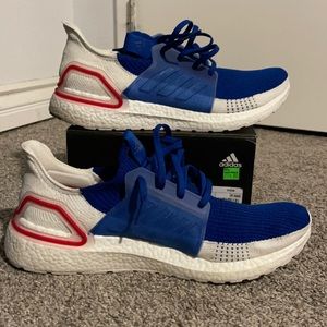 Men’s Sz 14 Adidas UltraBoost Royal Blue/White/Red